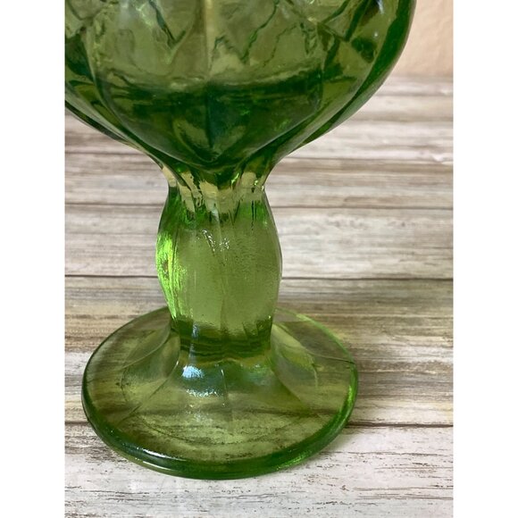 Lot of 3 Vintage Green Glass Goblets – Tiffin, L.E. Smith & Anchor Hocking – MCM - Picture 9 of 12